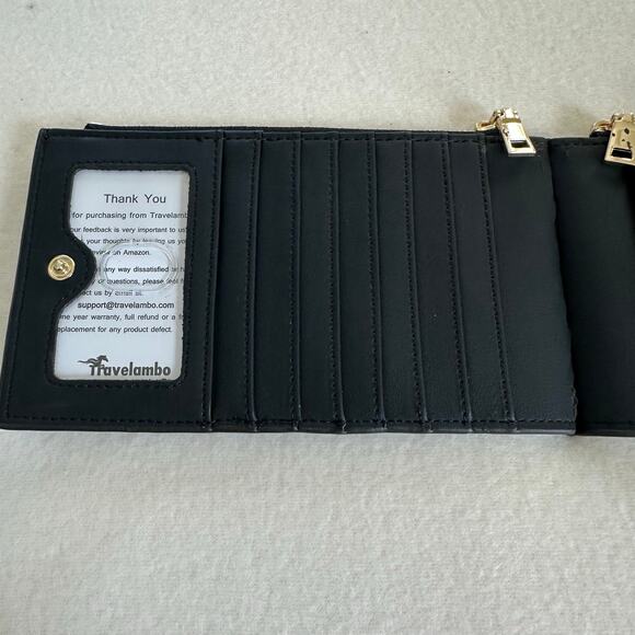 Travelambo Women RFID Blocking Bifold Wallet Black Brand New - Picture 3 of 7